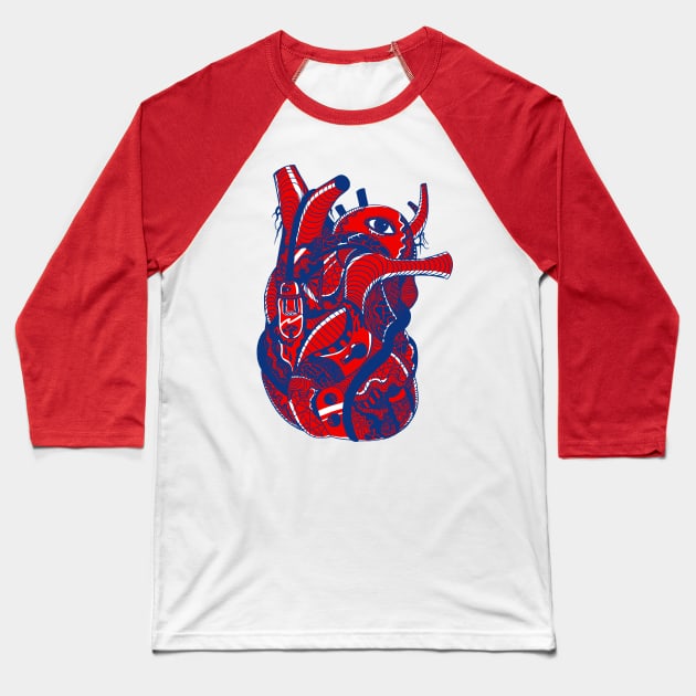 Blue Red Light Heart Baseball T-Shirt by kenallouis